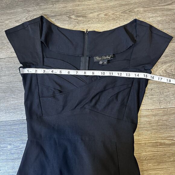 Stop Staring! Black 40’s Inspired Pinup Retro Dress Women’s Size Medium - Picture 7 of 8